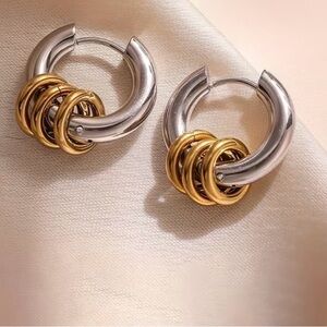 Elegant Gold and Silver Hoop Earrings